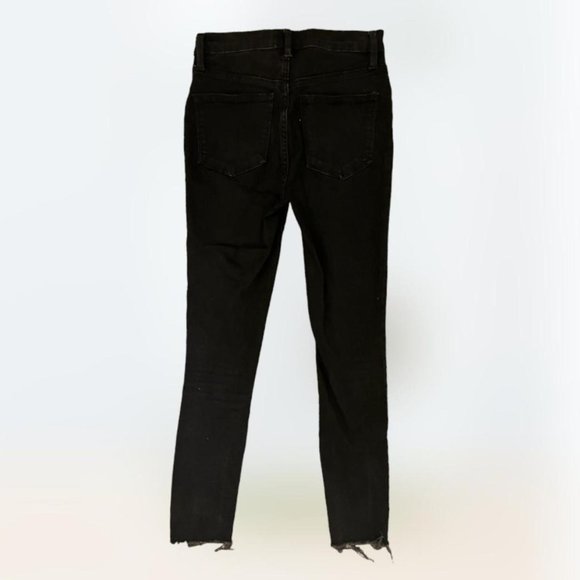 Women's Free People Black High-Rise Button Fly Jeans Size 26 Distressed … - Picture 3 of 4